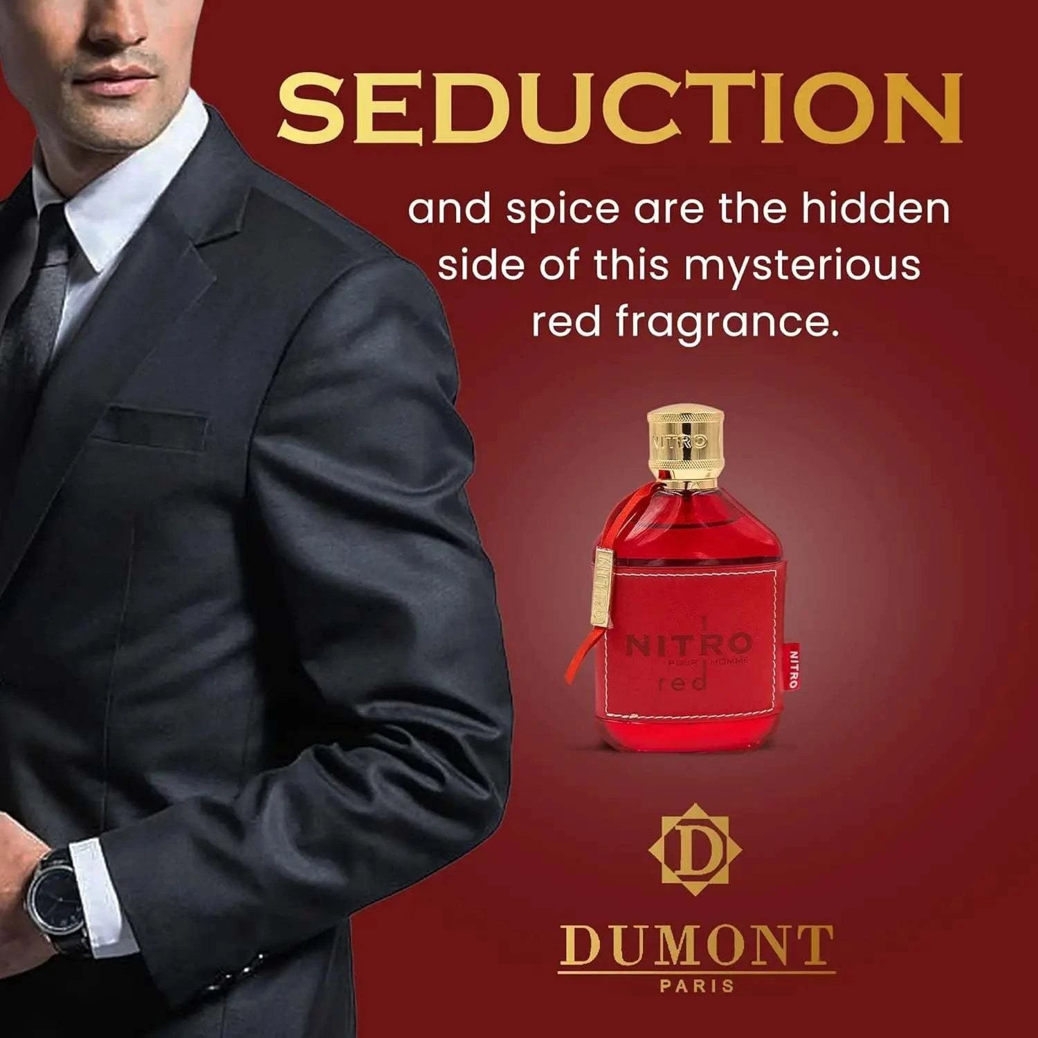 NITRO RED - 3.4oz - Eau De Parfum - Luxury Perfume for Men - Fruit, Woody, Floral & Masculine Fragrance - Long Lasting - Showlu Well Nation Store