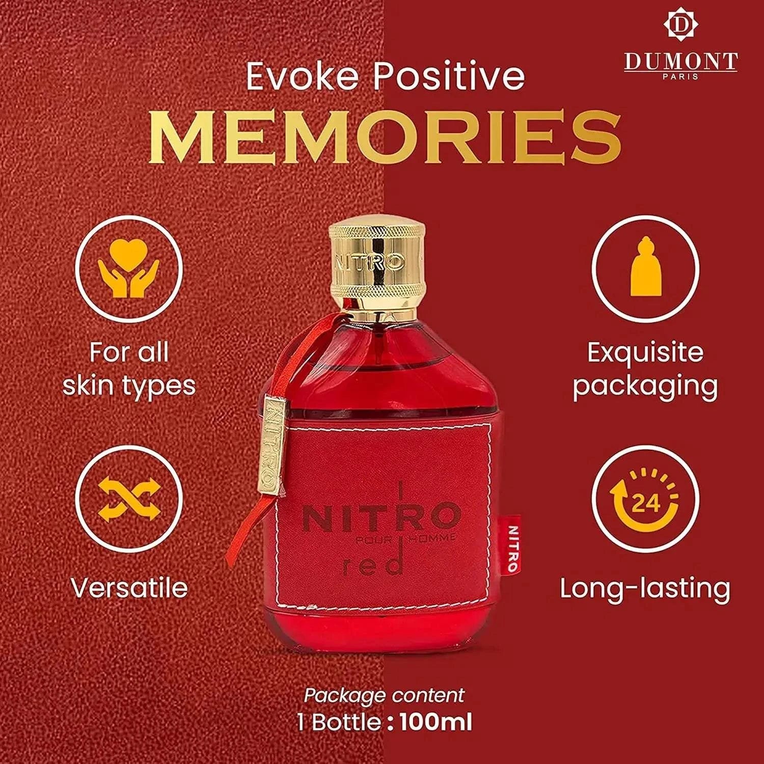 NITRO RED - 3.4oz - Eau De Parfum - Luxury Perfume for Men - Fruit, Woody, Floral & Masculine Fragrance - Long Lasting - Showlu Well Nation Store
