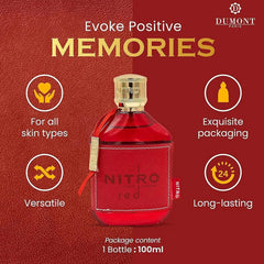 NITRO RED - 3.4oz - Eau De Parfum - Luxury Perfume for Men - Fruit, Woody, Floral & Masculine Fragrance - Long Lasting - Showlu Well Nation Store