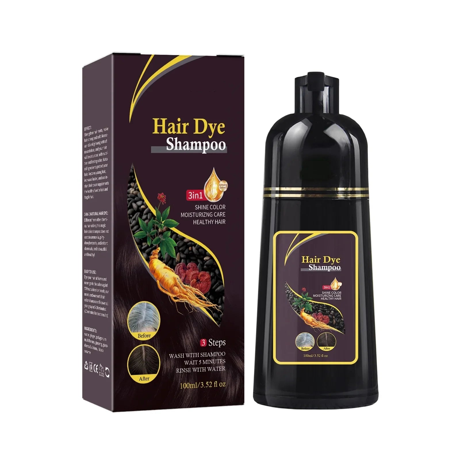 Nova Hair Dyeing Hair Care Shampoo 3 - in - 1 Natural Fast White Hair Dyed Black Hair Dye Lasting Convenience Men Women Hair Care - Showlu Well Nation Store