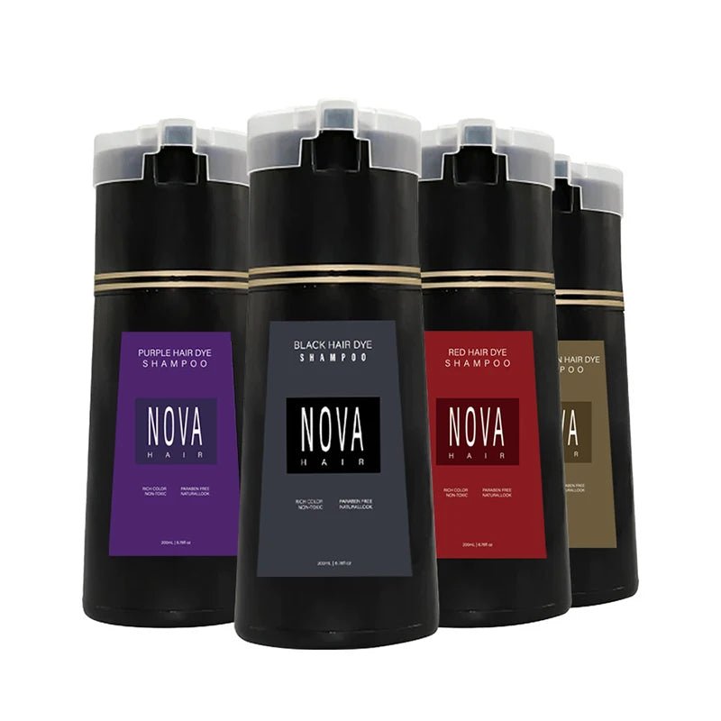 Nova Hair Dyeing Hair Care Shampoo 3 - in - 1 Natural Fast White Hair Dyed Black Hair Dye Lasting Convenience Men Women Hair Care - Showlu Well Nation Store