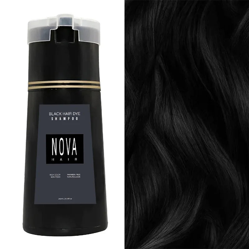 Nova Hair Dyeing Hair Care Shampoo 3 - in - 1 Natural Fast White Hair Dyed Black Hair Dye Lasting Convenience Men Women Hair Care - Showlu Well Nation Store