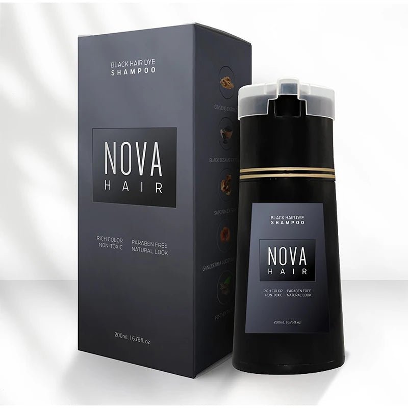 Nova Hair Dyeing Hair Care Shampoo 3 - in - 1 Natural Fast White Hair Dyed Black Hair Dye Lasting Convenience Men Women Hair Care - Showlu Well Nation Store
