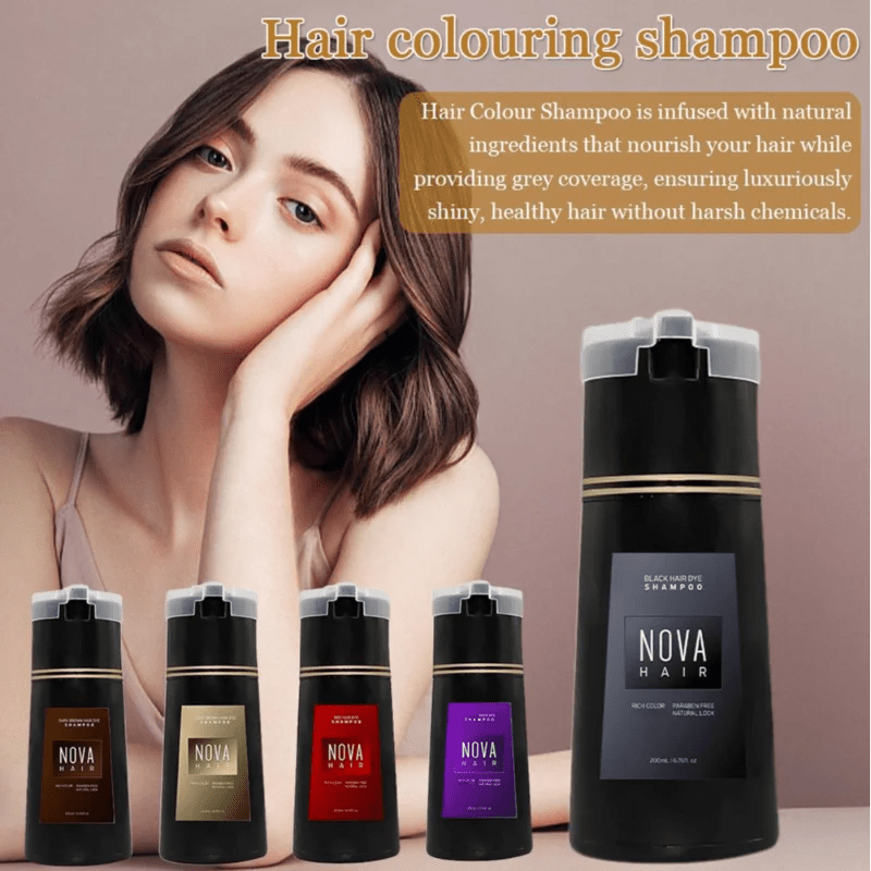 Nova Natural Moisturizing Hair Dye Fluffy Oil Control Smooth Shampoo 3 In 1 Effective Coverage White Hair Dye Hair Care Products - Showlu Well Nation Store