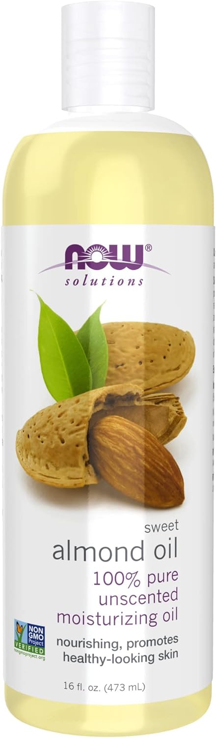 NOW Foods Solutions, Sweet Almond Oil, 100% Pure Moisturizing Oil, Promotes Healthy - Looking Skin, Unscented Oil, 16 - Ounce,Package may vary - Showlu Well Nation Store