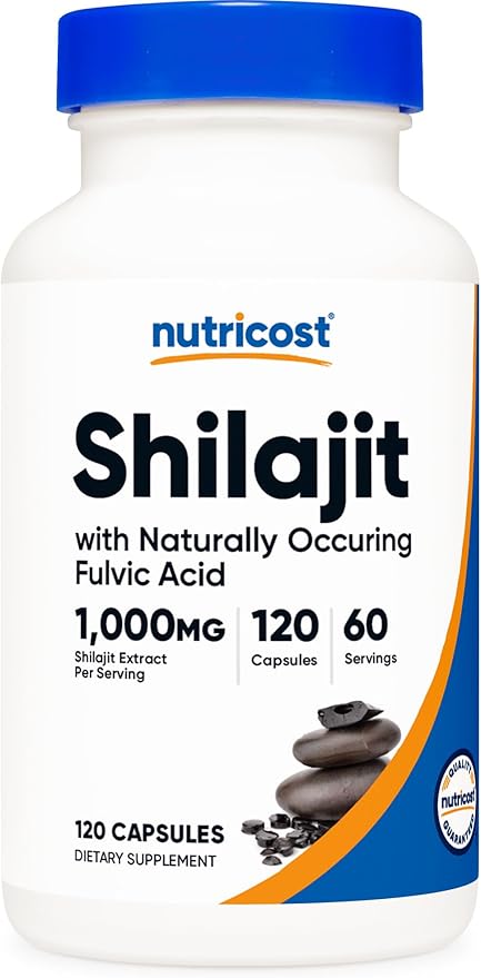 Nutricost Shilajit Capsules (1,000 mg Per Serving) (120 Capsules) - Shilajit Extract with Naturally Occuring Fulvic Acid, 60 Servings, Gluten Free, Non - GMO, Vegan Friendly Dietary Supplement - Showlu Well Nation Store