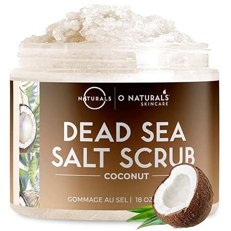 O Naturals Exfoliating Coconut Oil Dead Sea Salt Scrub for face and body with moisturizing oils and anti-cellulite benefits