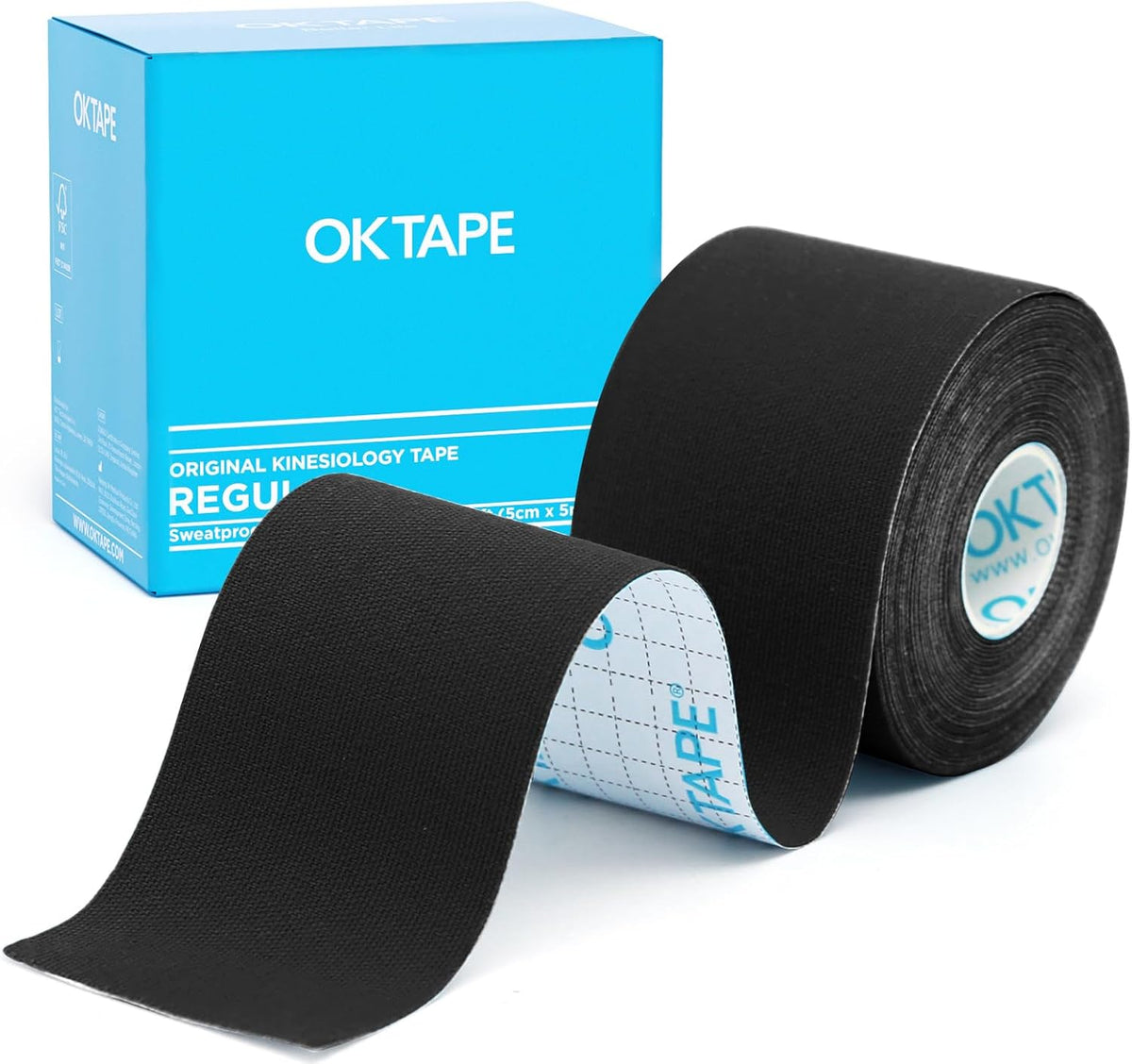 OK TAPE Kinesiology Tape, Regular Original Cotton Elastic Athletic Tape for Support and Recovery, Sports Tape, 2in×16.4ft Uncut Roll - Black - Showlu Well Nation Store