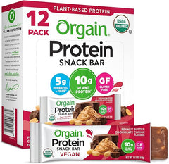 Orgain Organic Vegan Protein Bars, Peanut Butter Chocolate Chunk - 10g Plant Based Protein, Low Calorie Healthy Snacks, No Lactose or Soy Ingredients, Gluten Free, Non - GMO - 1.41 Oz (Pack of 12) - Showlu Well Nation Store