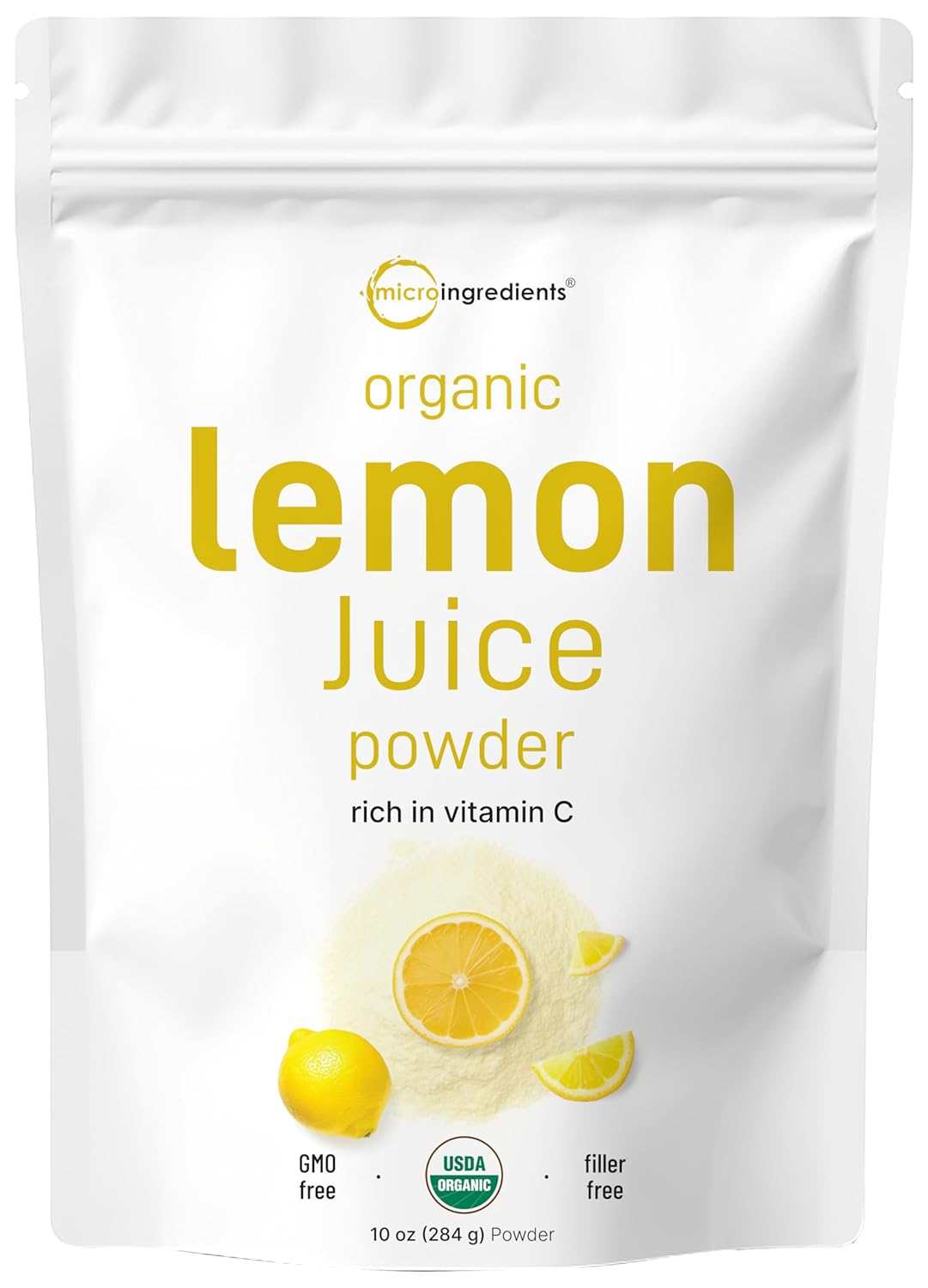 Organic lemon juice powder 10oz USDA certified non-GMO cold-pressed lemon vitamin C rich powder pouch