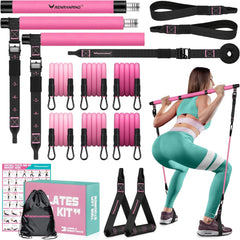 Pilates Bar Kit with Resistance Bands, Multifunctional Pilates Bar for Women & Men with Heavy - Duty Metal Adjustment Buckle, Pilates Home Equipment for Full BodyWorkouts - Showlu Well Nation Store