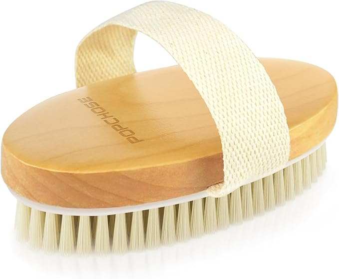 POPCHOSE Dry Brushing Body Brush, Natural Bristle Dry Skin Exfoliating Brush Body Scrub for Flawless Skin, Cellulite Reduction, Lymphatic Drainage and Blood Circulation Improvement - Showlu Well Nation Store