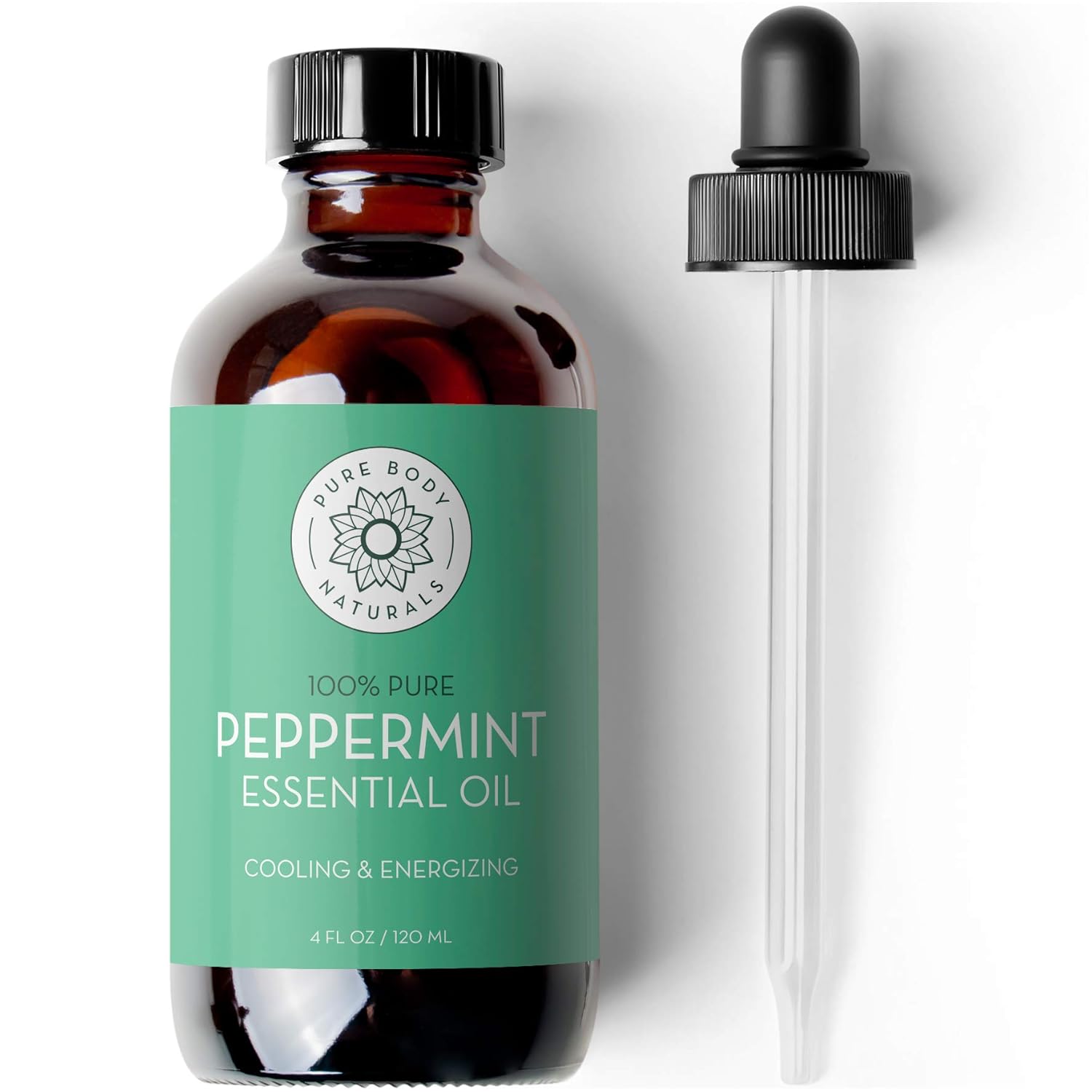 Pure Body Naturals Peppermint Essential Oil, 4 Fl Oz - Pure and Undiluted Mentha Piperita Oil, Therapeutic Grade Aromatherapy Oil for Diffuser, Relaxation and Focus - Showlu Well Nation Store