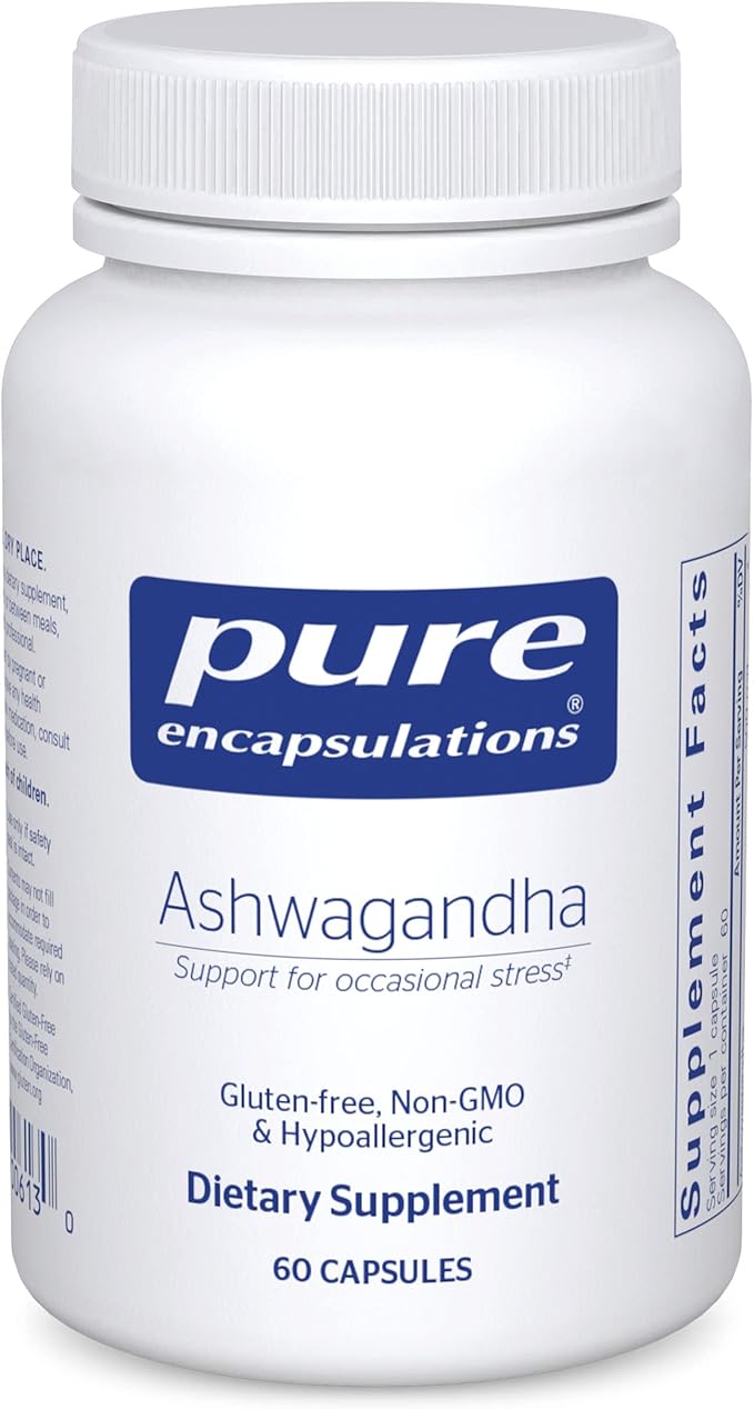 Pure Encapsulations Ashwagandha - 500 mg Ashwagandha Extract - Metabolism & Stress Support - Immune Support - GMO Free & Vegan - 60 Capsules - Showlu Well Nation Store