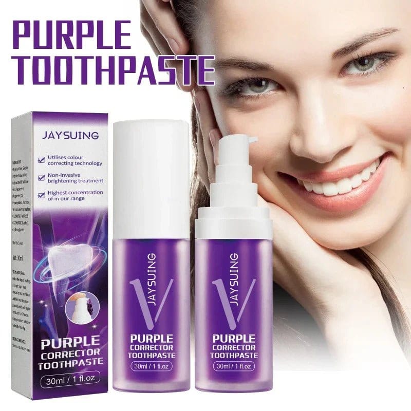 Purple White Teeth Toothpaste Cleans Teeth Stains Tartar Bad Breath Freshens Oral Odor Reduce Yellow Teeth Bleeding Gums Care - Showlu Wellness Nation Store