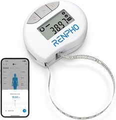 RENPHO Body Measuring Tape, Smart Tape Measure for Weight Loss, Bluetooth Fitness Equipment with App, Measuring Waist, Hip, Bust, Arms, Muscle Gain, Retractable, 60in /150cm, White - Showlu Well Nation Store