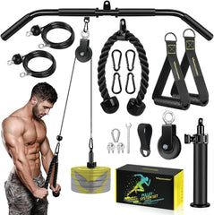 RENRANRING Fitness LAT and Lift Pulley System Gym - Upgraded LAT Pull Down Cable Machine Attachments, Loading Pin, Handle and Tricep Rope, for Biceps Curl, Forearm, Triceps Exercise Gym Equipment - Showlu Well Nation Store