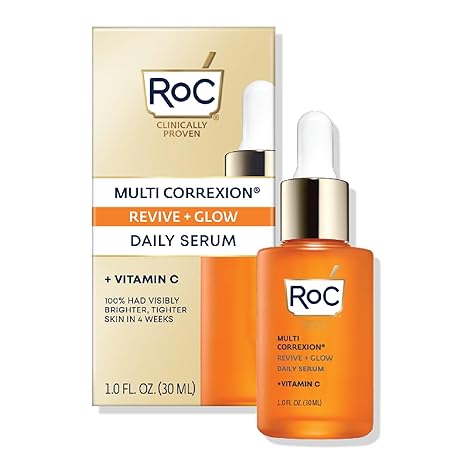 RoC Multi Correxion Revive + Glow 10% Active Vitamin C Serum for Face, Daily Anti - Aging Wrinkle and Skin Tone Skin Care Treatment, Brightening Serum , 1 Fluid Ounce - Showlu Well Nation Store