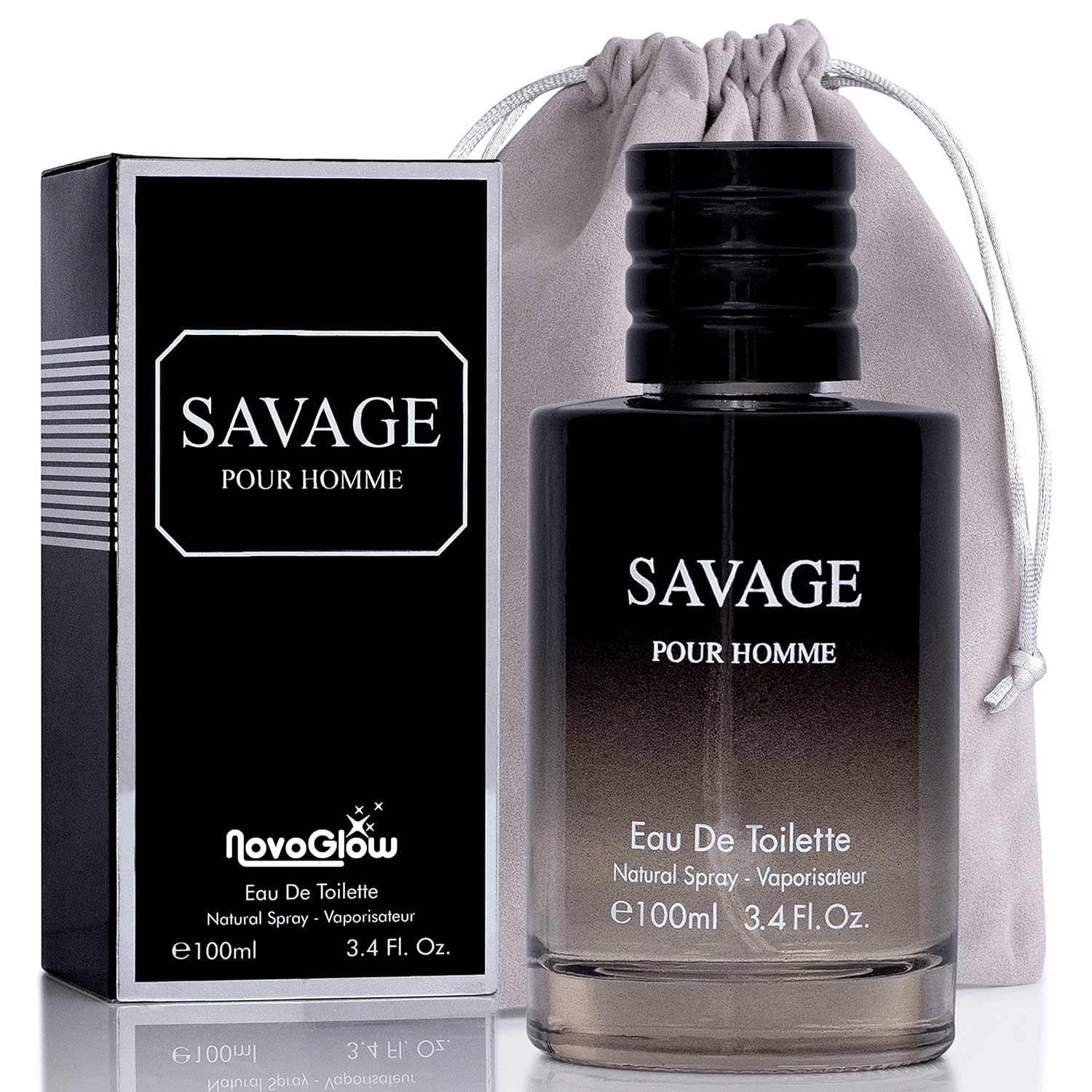 Savage for Men 3.4 Oz Men's Eau De Toilette Spray Refreshing & Warm Masculine Scent for Daily Use Men's Casual Cologne Includes NovoGlow Carrying Pouch Smell Fresh All Day A Gift for Any Occasion - Showlu Wellness Nation Store