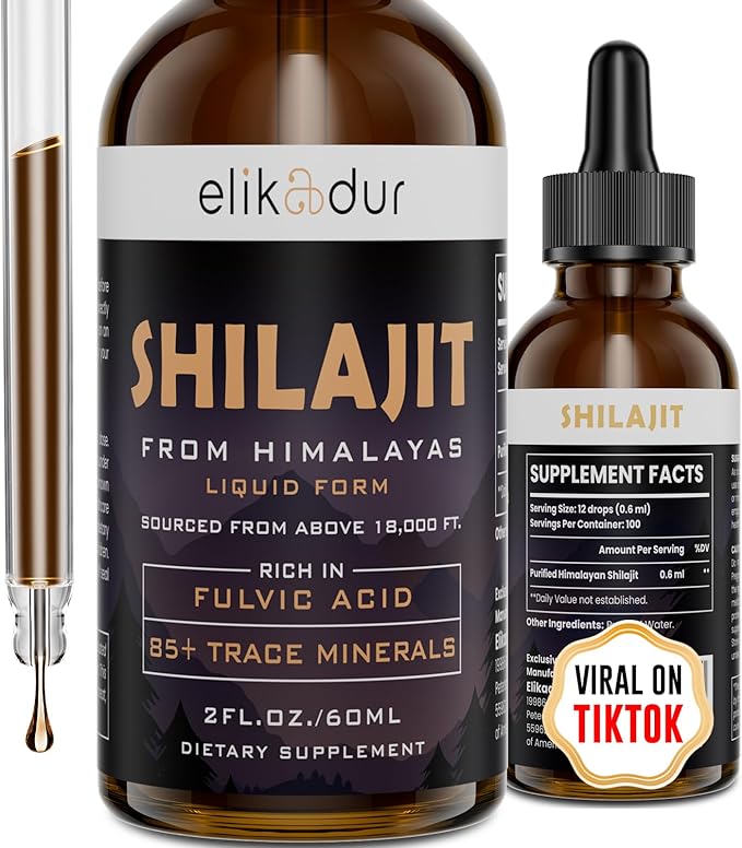 Shilajit Resin Organic Liquid Supplement, Shilajit Himalayan Organic, Shilajit Liquid Drop, Shilajit Drop Contain 85 Trace Minerals, Alternative to Resin & Capsules, 60 ml - Showlu Well Nation Store