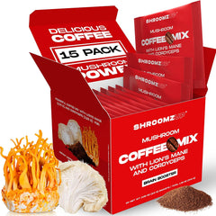 ShroomzUp Mushroom Coffee Instant (15 Pack) - Lion's Mane and Cordyceps - Superfood Nootropic Mushroom Coffee for Energy, Focus, Productivity - Vegan Shroom Instant Coffee Mix for Travel - Showlu Well Nation Store