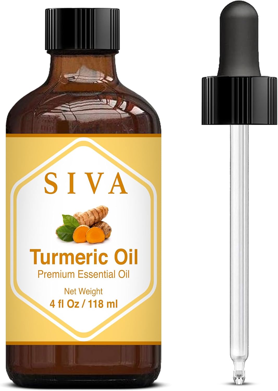 SIVA Turmeric Essential Oil - 4 Fl Oz – Natural Turmeric Oil - for Diffuser, Face, Skin Care, Aromatherapy, Hair Care, Scalp and Body Massage - with Dropper - Showlu Well Nation Store