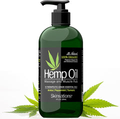 Skinsations – Hemp Massage Oil & Sore Muscle Rub | 100% Organic, 10 Essential Oils for Natural Relief, Arnica, Turmeric, Peppermint, Lavender in a Sweet Almond Oil and Hemp Seed Oil Base - Showlu Well Nation Store