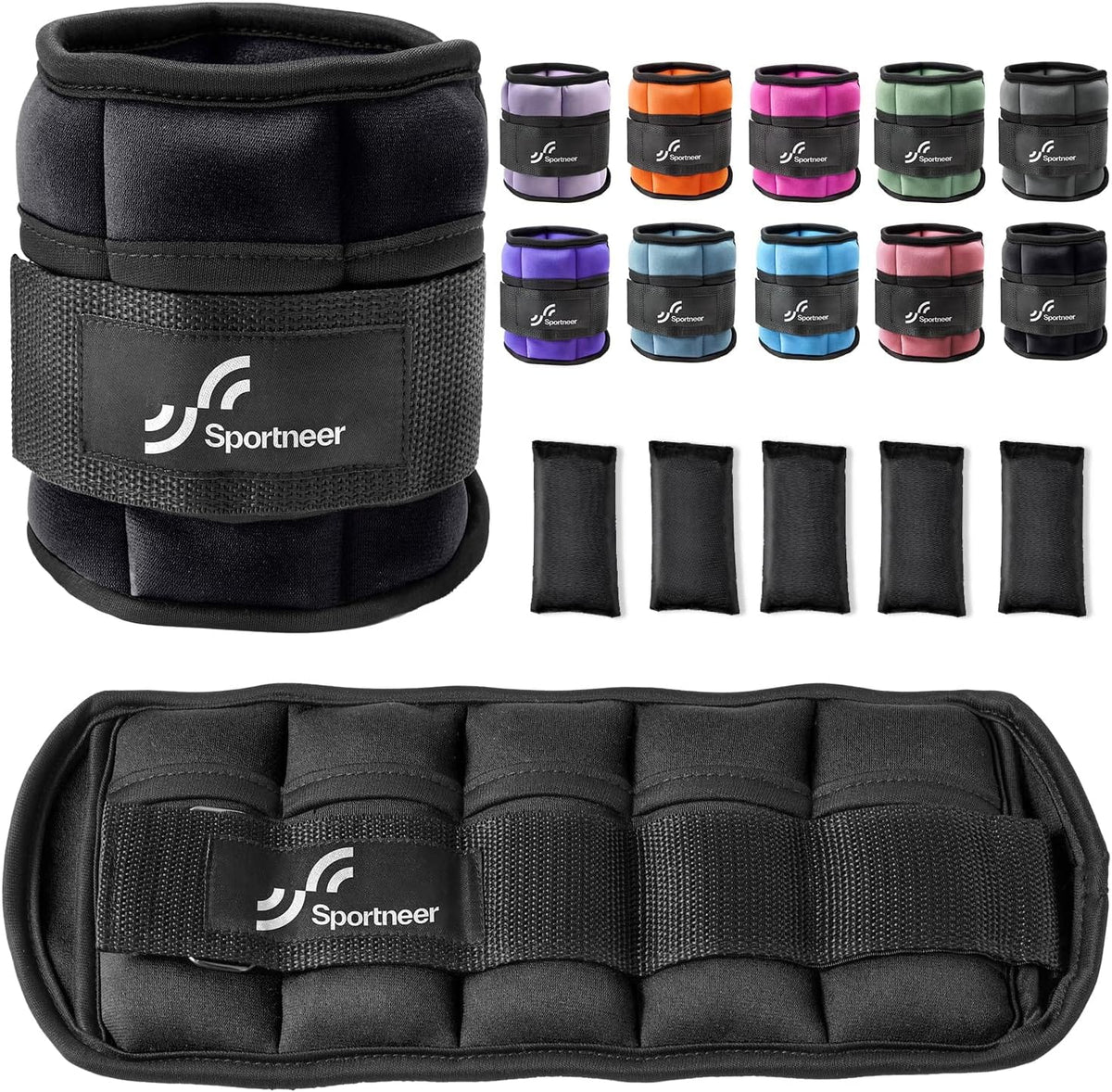 Sportneer Adjustable Ankle Weights 1 Pair 2 4 6 8 10 Lbs Leg Weight Straps for Women Men, Weighted Ankle Weights Set for Gym,Fitness, Workout,Walking, Jogging,1 - 5 lbs Each Ankle, 1 Pair 2 - 10 lbs - Showlu Well Nation Store