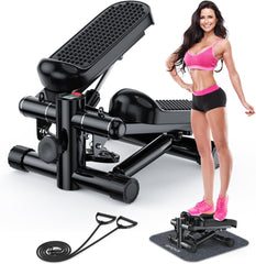 Steppers for Exercise at Home, KitGody Mini Stepper with Resistance Bands, Portable Stair Stepper for Home 330LBS Capacity, Adjustable Height Fitness Stepper Machine - Showlu Well Nation Store
