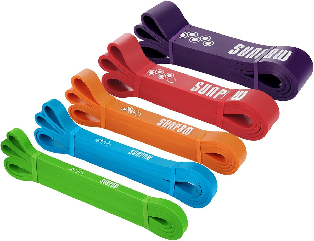 SUNPOW Pull Up Assistance Bands - Set of 5 Resistance Heavy Duty Workout Exercise Stretch Fitness Bands Assist Set for Body, Instruction Guide and Carry Bag Included - Showlu Well Nation Store