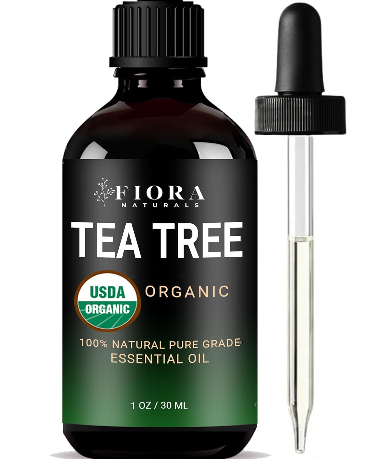 Tea Tree Essential Oil by Fiora Naturals - 100% Pure Organic Oil, for Face, Hair, Skin, Acne, Scalp, Foot and Toenails. Melaleuca Alternifolia, 1 oz /30ml - Showlu Well Nation Store