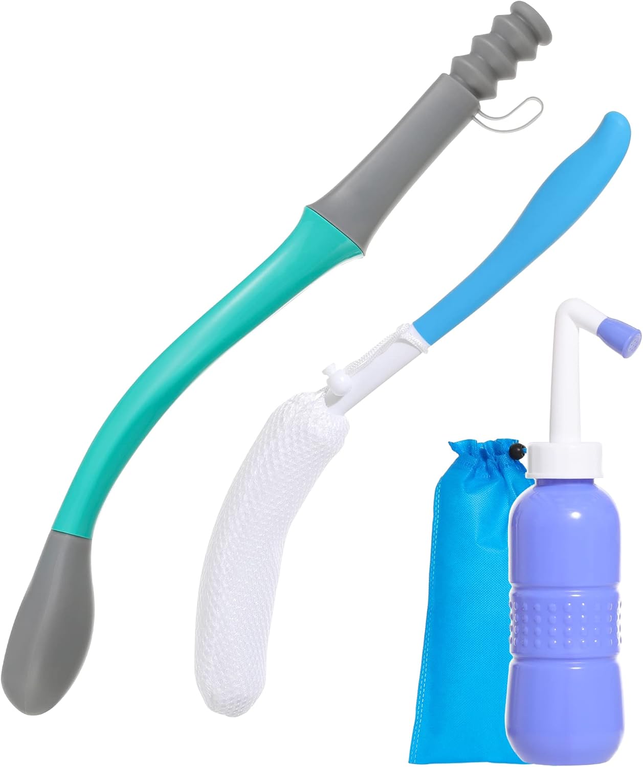 Toilet Aids Set for Wiping - Long Handle Butt Wiper for People Overweight, Elderly and Disabled, Bottom Buddy Wiping Aid for Bathroom ( 4PCS Personal Hygiene Kit ) - Showlu Well Nation Store