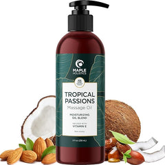 Tropical Sensual Massage Oil for Couples - Complete Relaxation Full Body Massage Oil for Date Night with Smooth Gliding Coconut and Sweet Almond Oil with Mango Scent - Non GMO Gluten Free and Vegan - Showlu Well Nation Store