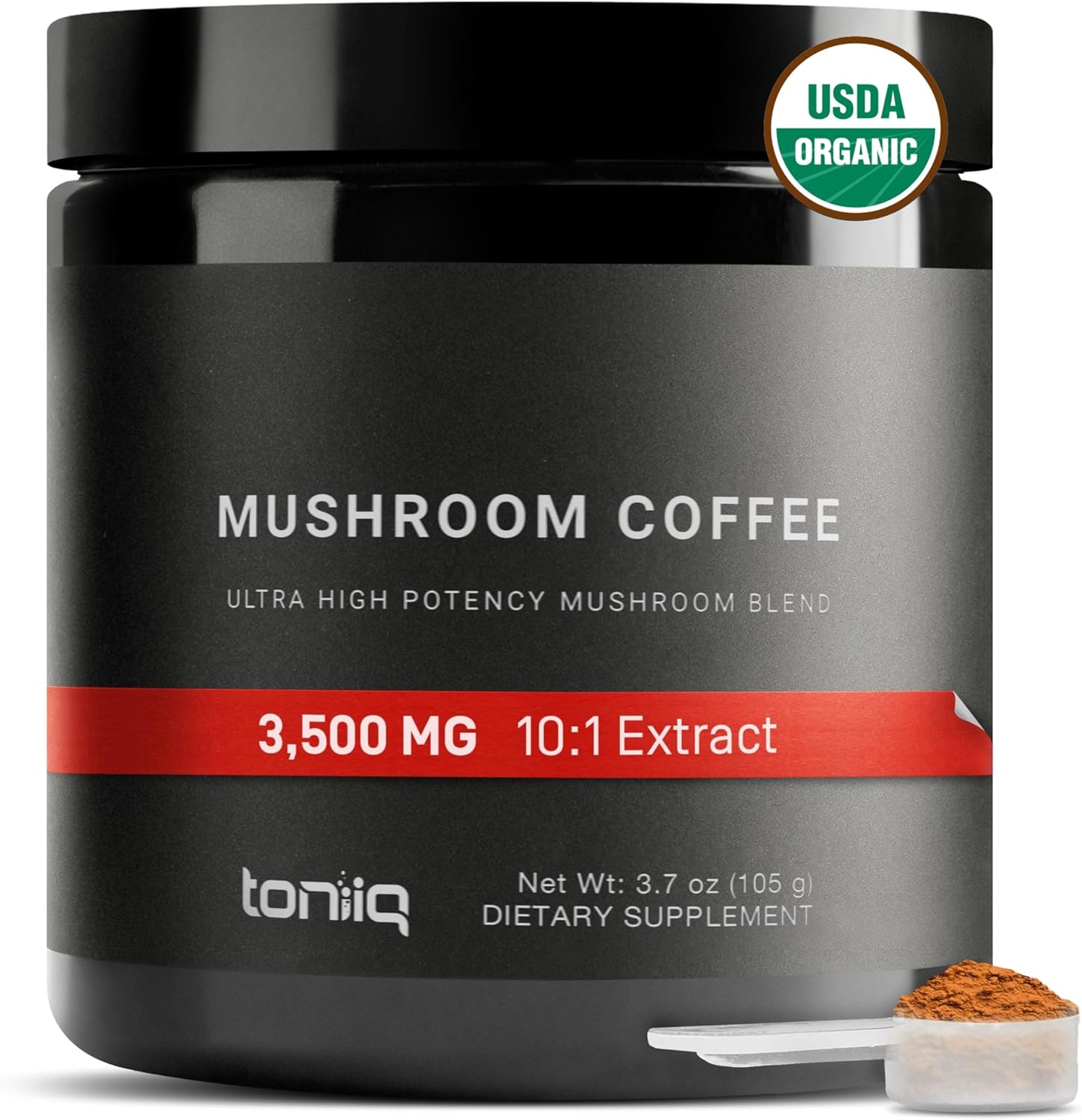 Ultra Concentrated Organic Mushroom Coffee 3,500mg 10:1 Extract - Colombian Sourced Beans 10 Mushroom Blend with Lion's Mane and Cordyceps - Mushroom Powder Coffee Organic Alternative Blend - TQ - Showlu Wellness Nation Store