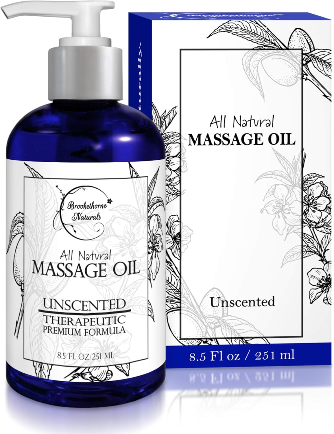 Unscented Massage Oil for Massage Therapy – 100% Natural Body Massage Oil with Sweet Almond, Grapeseed & Jojoba Oil for Premium Glide – Pure Carrier Oil Blend for Aromatherapy – Brookethorne Naturals - Showlu Wellness Nation Store