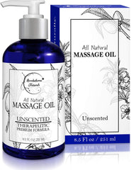 Unscented Massage Oil for Massage Therapy – 100% Natural Body Massage Oil with Sweet Almond, Grapeseed & Jojoba Oil for Premium Glide – Pure Carrier Oil Blend for Aromatherapy – Brookethorne Naturals - Showlu Wellness Nation Store