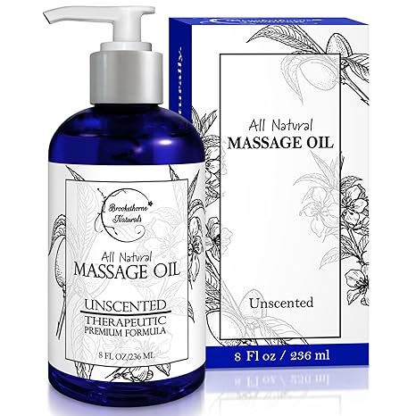 Unscented Massage Oil for Massage Therapy – 100% Natural Body Oil with Sweet Almond, Grapeseed & Jojoba for Premium Glide – Pure Carrier Blend for Aromatherapy – Brookethorne Naturals - Showlu Well Nation Store