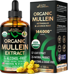 USDA Organic Mullein Drops for Lungs - Mullein Leaf & Licorice Extract Supplement - Made in USA - Lung & Bronchial Cleanse for Smokers - Respiratory Health Support - As Liquid, Tincture, Tea - 4 fl oz - Showlu Well Nation Store