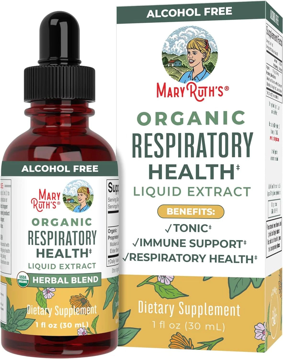 USDA Organic Respiratory Health Liquid Drops With Mullein Leaf | Marshmallow Root & Elderberry | Mullein Drops For Lungs Herbal Blend | Immune Support Supplement | Non - GMO | Vegan | 1 Fl Oz - Showlu Wellness Nation Store