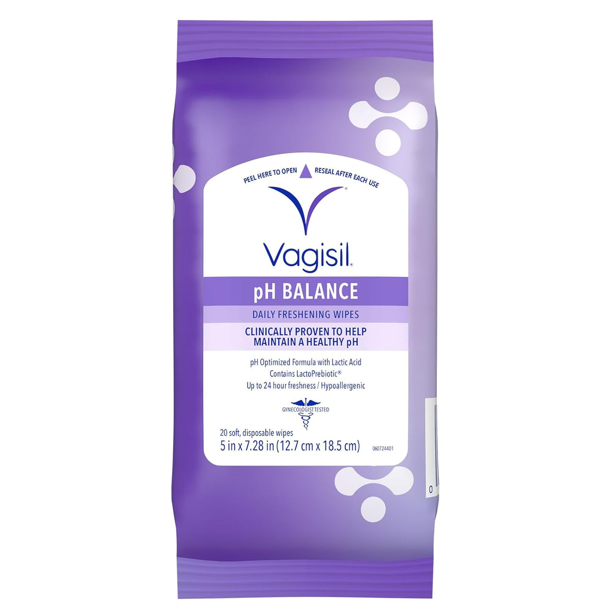 Vagisil pH Balance Daily Freshening Wipes for Feminine Hygiene in Resealable Pouch, Gynecologist Tested & Hypoallergenic, 20 Wipes (Pack of 1) - Showlu Well Nation Store