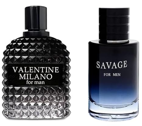 VALENTINE MILANO and (SAVAGE FOR MEN Cologne for Men Combo Pack Eau de Partum Fragrance for Men 3.4oz/100ml, Natural Spray, Long Lasting (Pack of 2)) - Showlu Well Nation Store