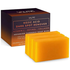 VALITIC Kojic Acid Dark Spot Remover Soap Bars with Vitamin C, Retinol, Collagen, Turmeric - Original Japanese Complex Infused with Hyaluronic Acid, Vitamin E, Shea Butter, Castile Olive Oil (3 Pack) - Showlu Well Nation Store