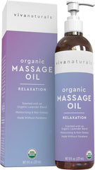 Viva Naturals Organic Massage Oil (8 fl. oz.) - Lavender Scented Non - Greasy Body Massage Oil with Mess - Free Pump, Moisturizing Massage Oils for Massage Therapy, Non - GMO and Certified Organic, 237 mL - Showlu Well Nation Store