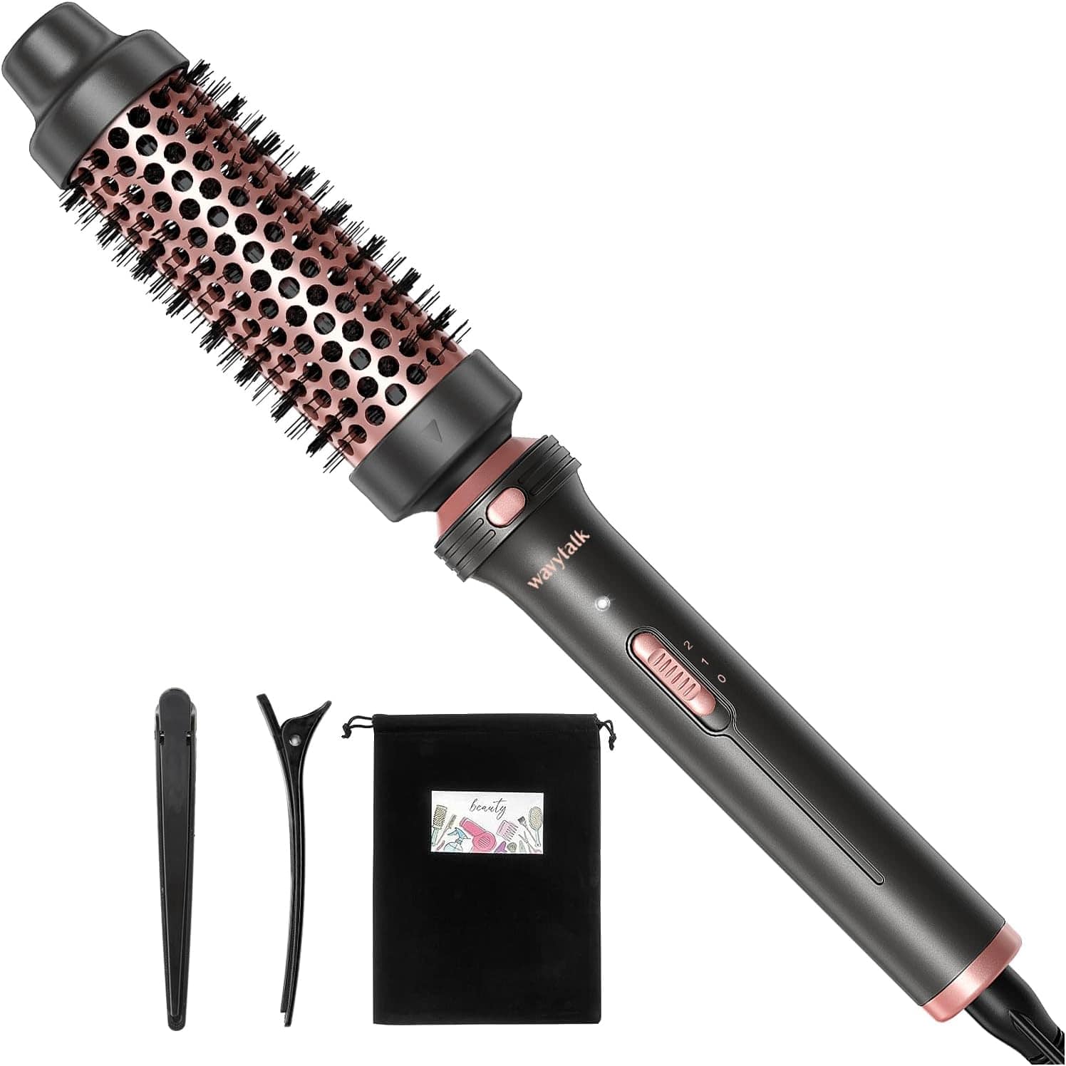 Wavytalk Thermal Brush, Heated Round Brush, 1 1/2 inch Thermal Brush Blowout Look with Detachable Brush Head, Thermal Round Brush Dual Voltage for Travel, Rose Gold - Showlu Well Nation Store