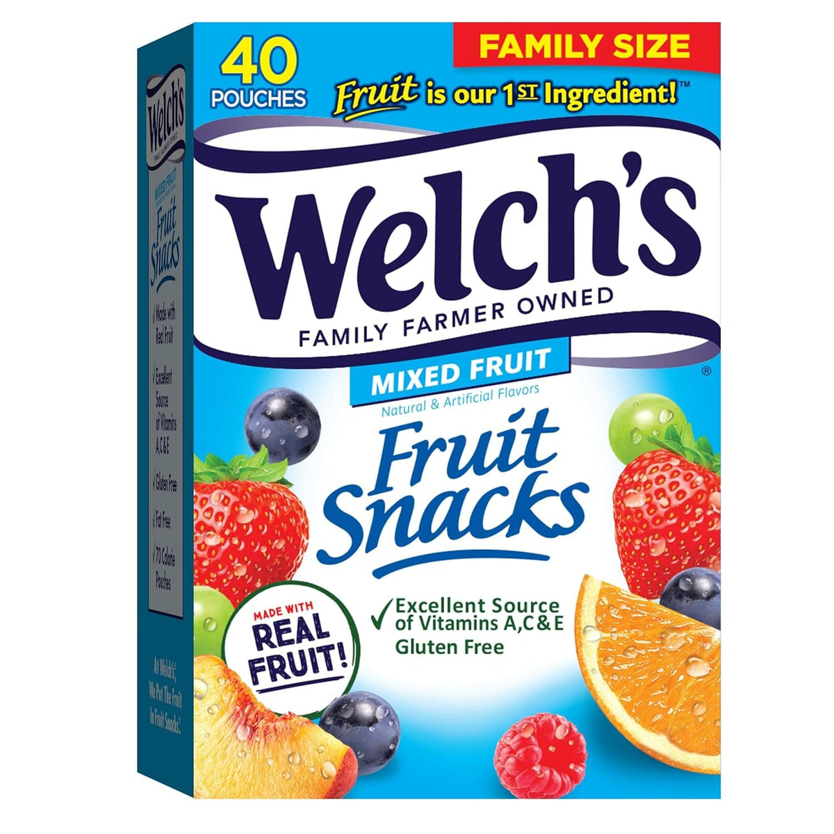 Welch's Fruit Snacks, Mixed Fruit, Perfect Halloween Candy Bulk Pack, Gluten Free, Individual Single Serve Bags, 0.8 oz (Pack of 40) - Showlu Wellness Nation Store