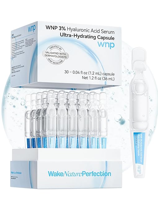 WNP 3% 4D Hyaluronic Acid Serum Ultra Hydrating Serum Smoother Skin|Pre - makeup SkinCare|Anti - Aging serum for face Single - Use Vials Skincare for Dry&Sensitive skin(1.2 ml)*30 - Showlu Well Nation Store