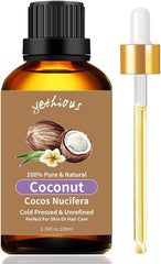 100ml amber glass bottle of yethious Coconut Fragrance Oil with dropper for skin, hair care, and aromatherapy