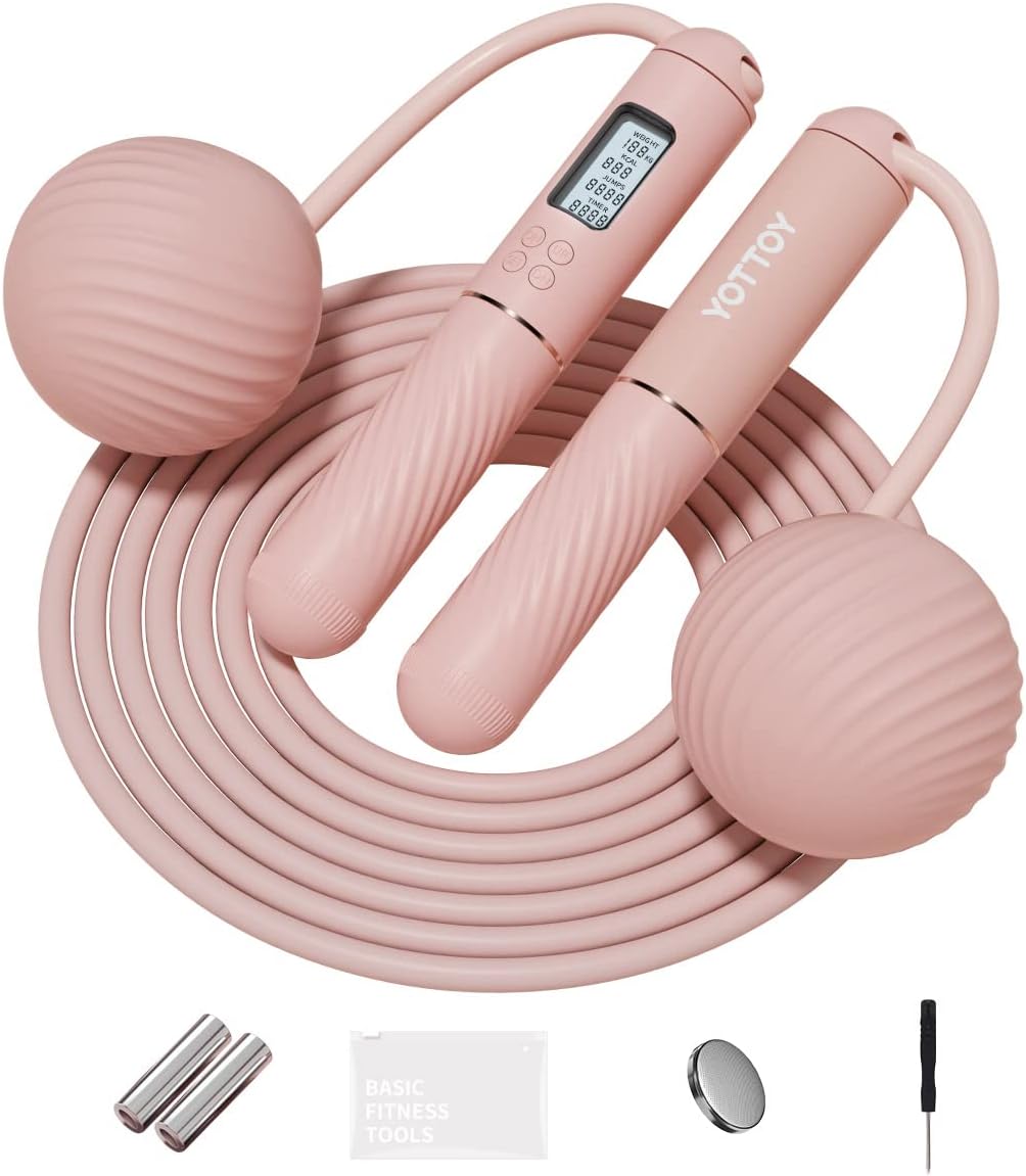 YOTTOY Skipping Ropes for Adults - Cordless Counter Jump Rope with Large Cordless Ball - Weighted Jump Rope for Women with LCD Display - Showlu Well Nation Store