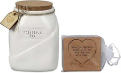 Young's Inc. Ceramic Blessing Jar with cork lid and daily blessing cards for Christian room decor and gifts